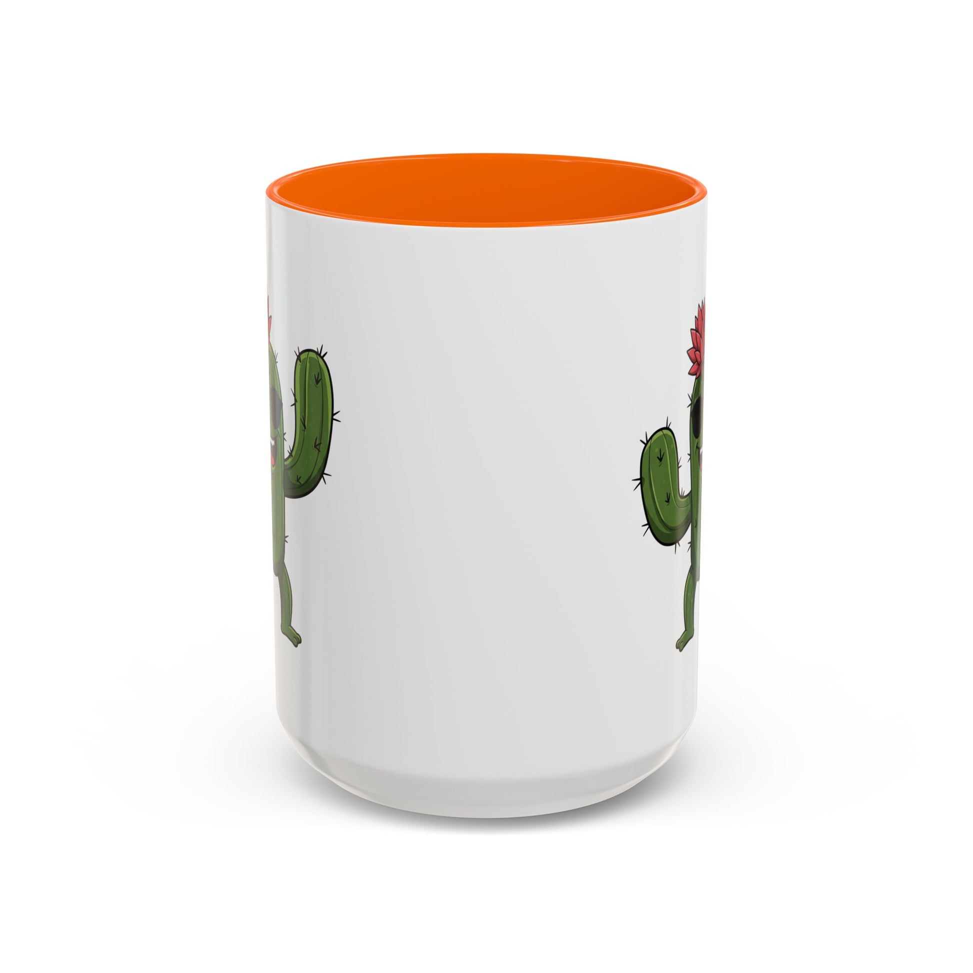 Cactus Mania Funny Cactus Mug with Sunglasses - Happy Ceramic Coffee Cup 15oz Orange