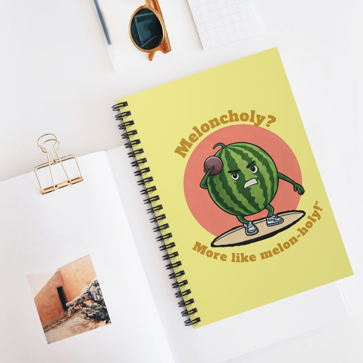 Watermelon Spiral Notebook: "Meloncholy? More like Melon-holy!"