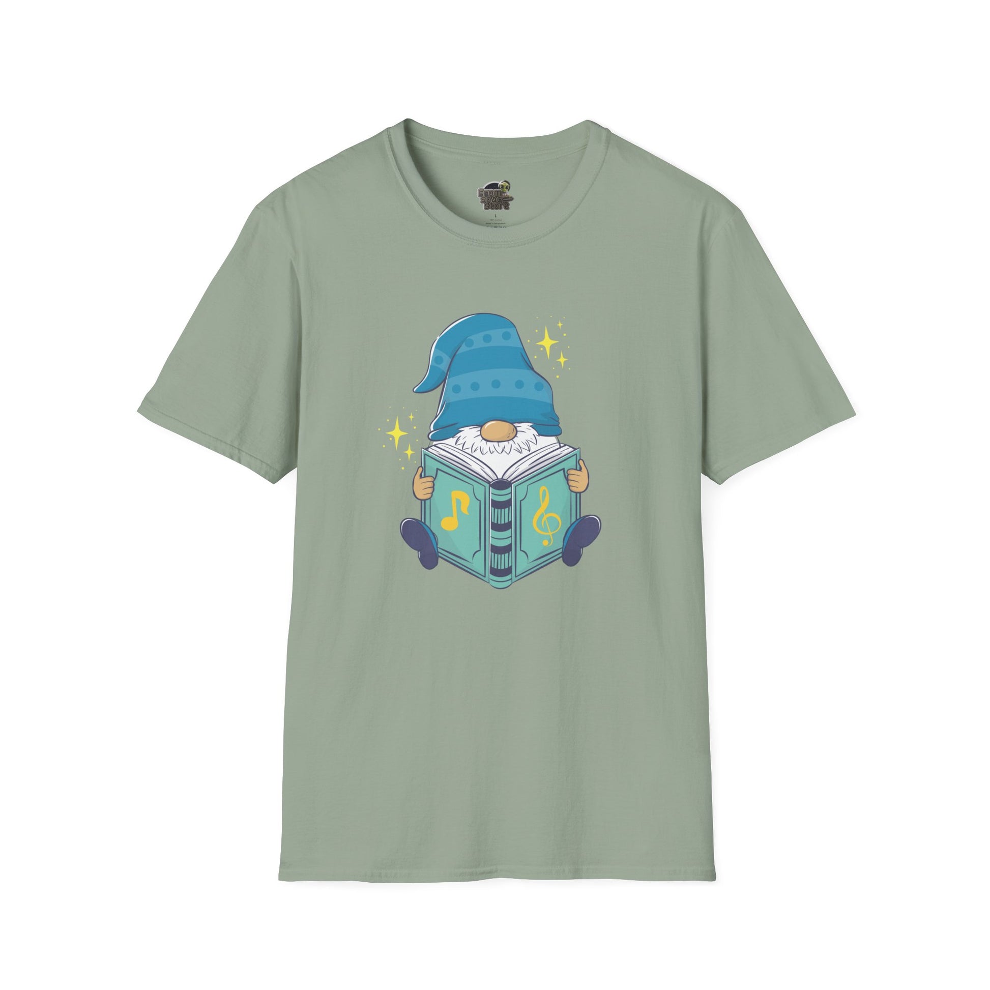 Mystical Book-Reading Gnome Unisex T-Shirt: Stories & Sparkle Sage