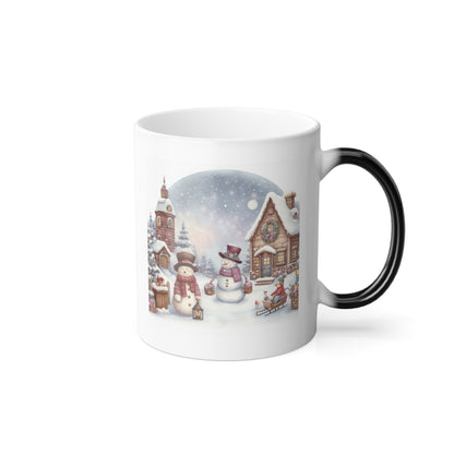 Cozy Snowmen Winter Village Color Changing Mug | Watercolor Heat Reveal Coffee Cup