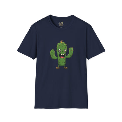 Cactus Mania T-Shirt: Joyful Cactus Tee | Organic Cotton & Stretchy Comfort Navy