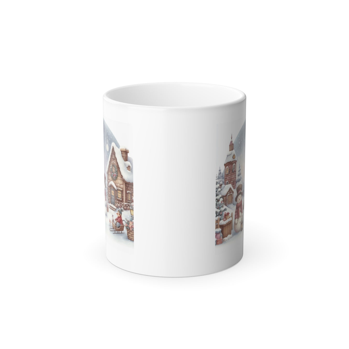 Cozy Snowmen Winter Village Color Changing Mug | Watercolor Heat Reveal Coffee Cup