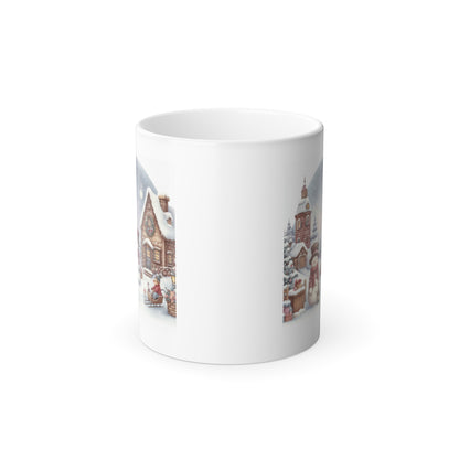 Cozy Snowmen Winter Village Color Changing Mug | Watercolor Heat Reveal Coffee Cup