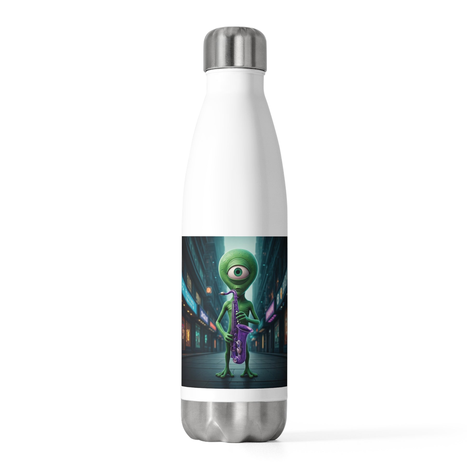 Alien Sax Player Insulated Water Bottle: The Jazz Sound of Your Day!