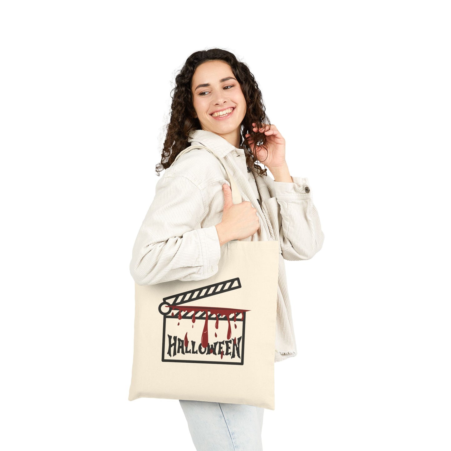 Spooky Movie Clapperboard Canvas Tote Bag
