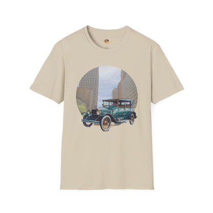 Motor City Roamer T-Shirt: Vintage 1920s Car & Detroit Skyline | Americana Tee