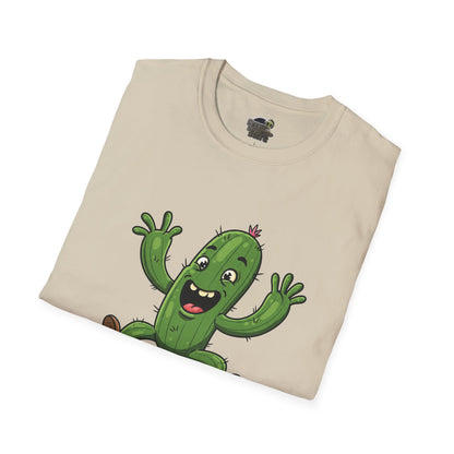 Happy Jumping Cactus T-Shirt: Dynamic & Joyful Organic Cotton Tee | Cactus Mania