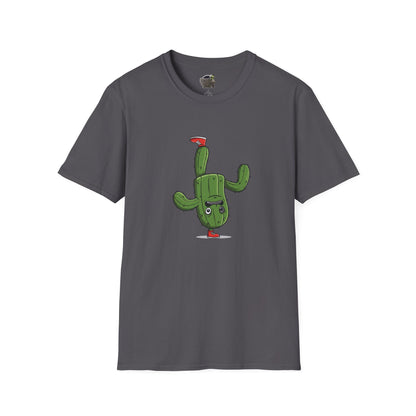 Upside-Down Cactus T-Shirt: Fun & Quirky Organic Cotton Tee | Cactus Mania Collection Charcoal