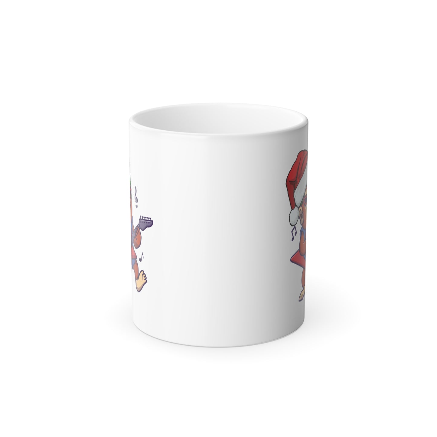 Rock Star Monkey Color Changing Mug 11oz | Heat Reveal Christmas Guitar Mug