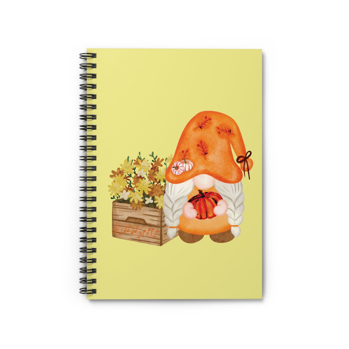 Cozy Fall Gnome Spiral Notebook - Autumn Harvest Ruled Journal - Pumpkin Spice Stationery Gift