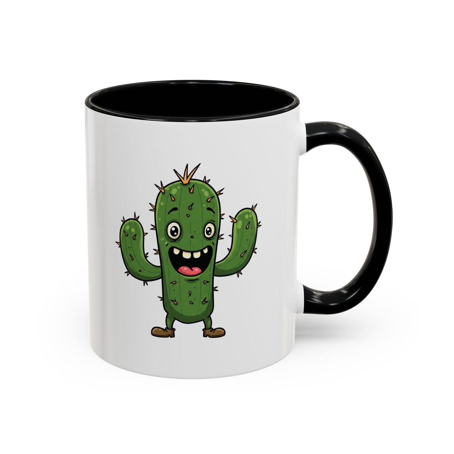 Cactus Mania Joyful Cactus Mug - Happy Ceramic Coffee Cup for Plant Lovers 11oz Black