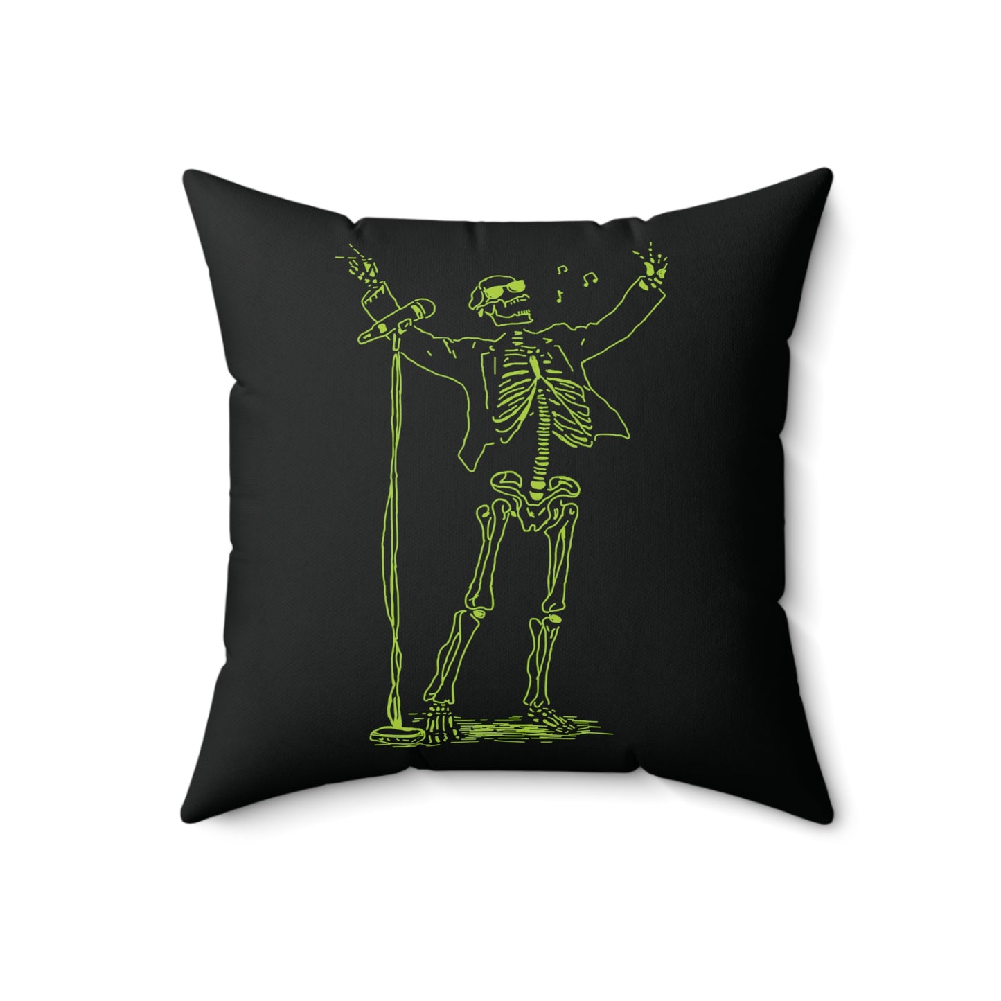 Neon Screamer: Expressive Singer Fluo Skeleton Pillow