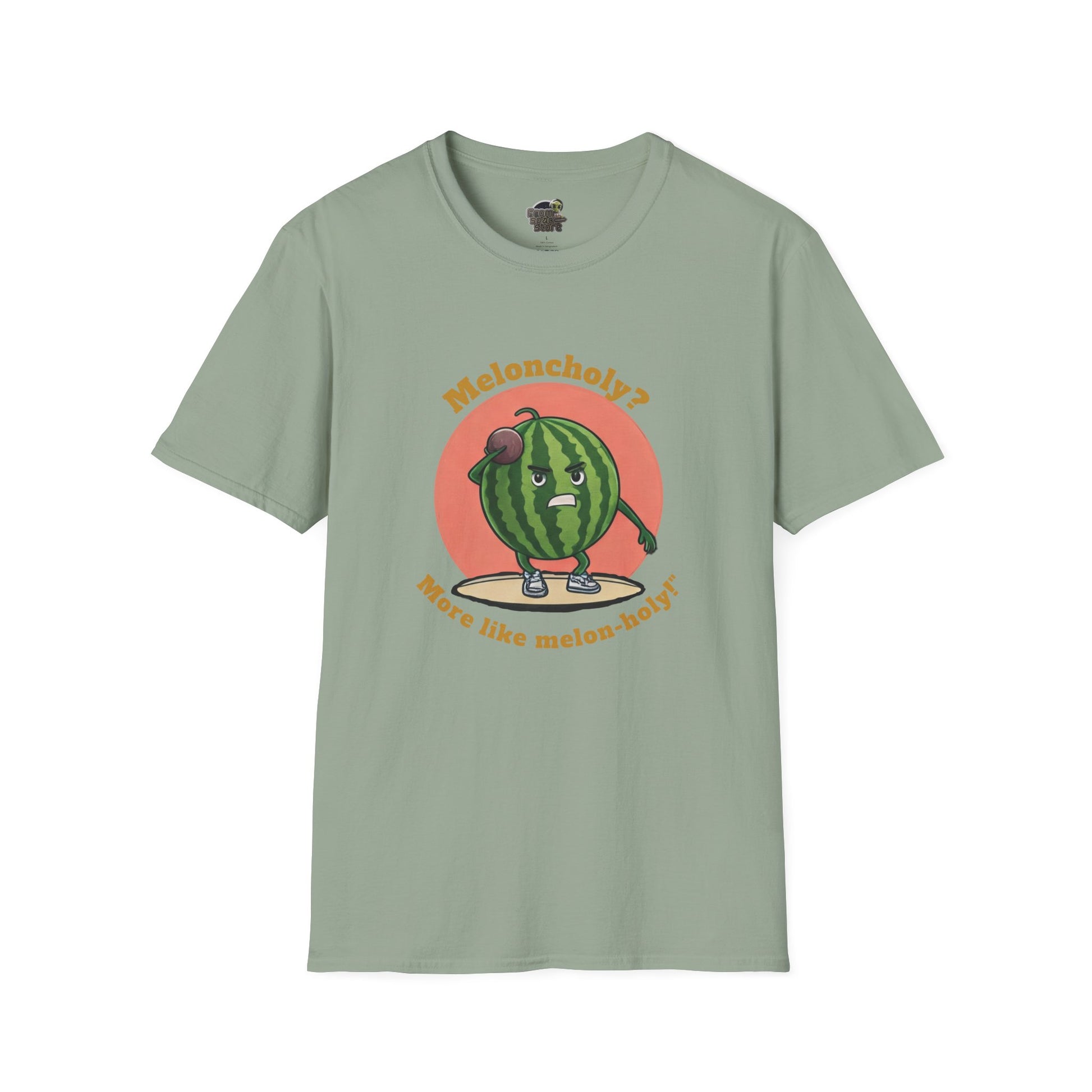 Melon-Holy t-shirt: Funny Watermelon Shot Put Tee Sage