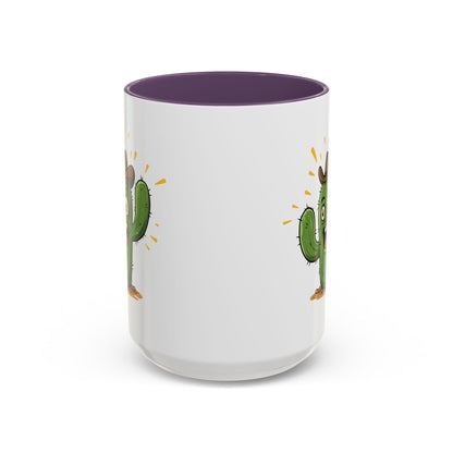 Cactus Mania Cowboy Cactus Mug - Fun & Durable Ceramic Cup for Cactus Lovers 15oz Purple