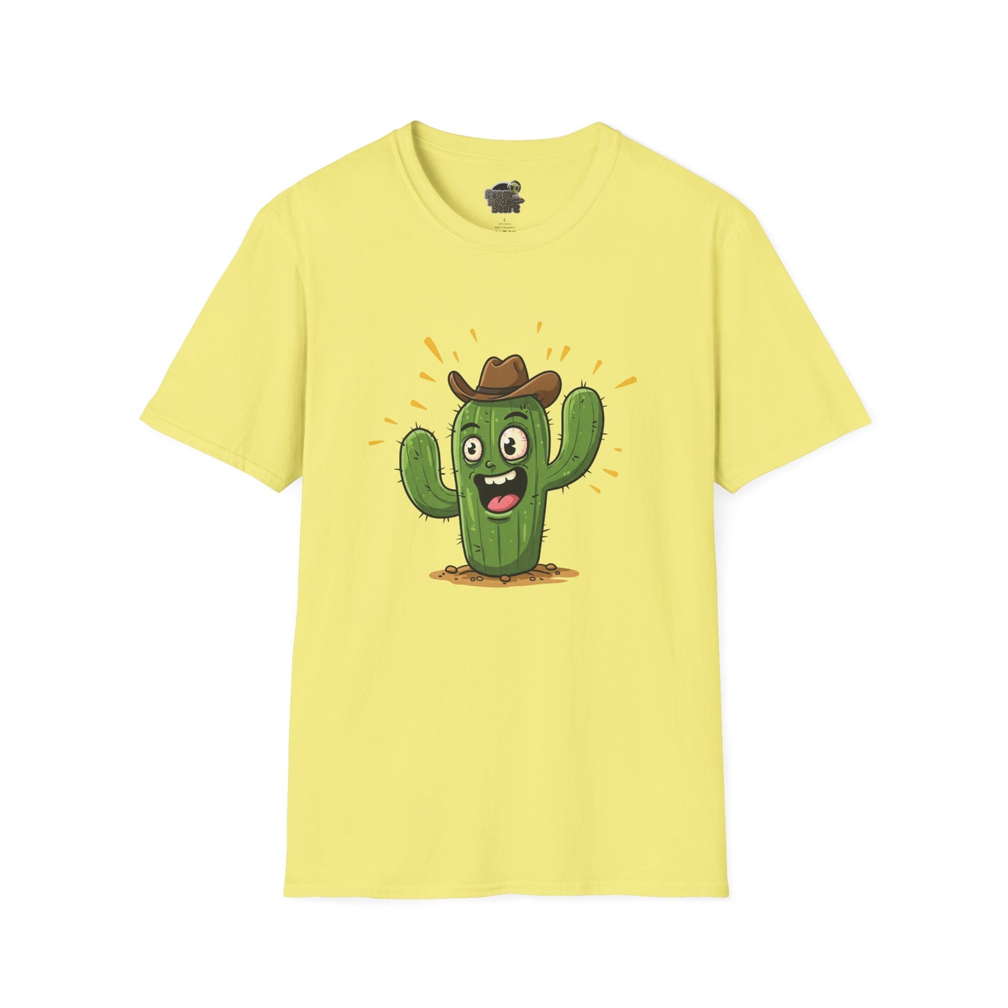 Cactus Mania T-Shirt: Yeehaw! Funny Cowboy Cactus Tee | Organic Cotton Unisex Shirt Cornsilk