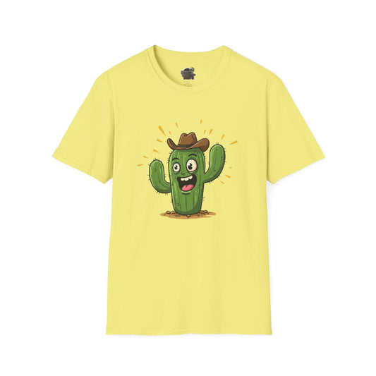 Cactus Mania T-Shirt: Yeehaw! Funny Cowboy Cactus Tee | Organic Cotton Unisex Shirt Cornsilk
