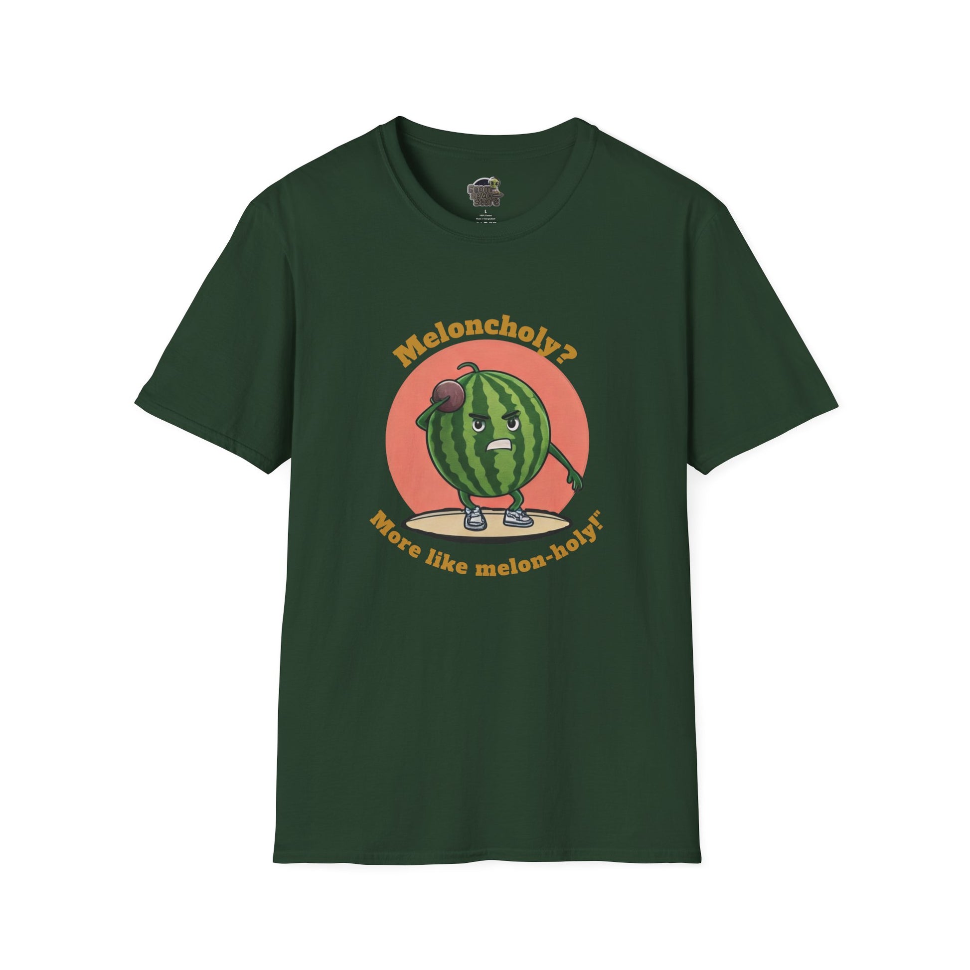 Melon-Holy t-shirt: Funny Watermelon Shot Put Tee Forest Green