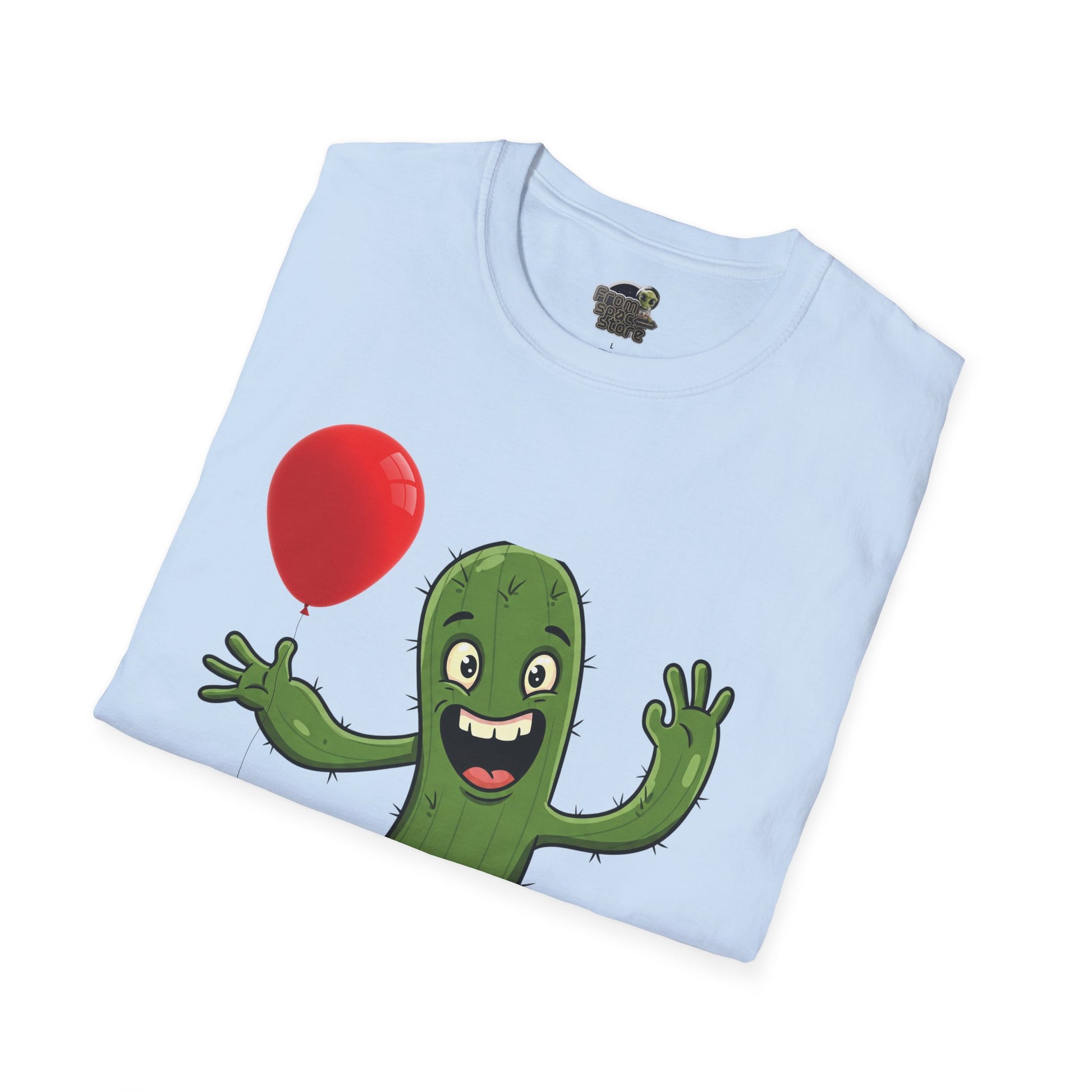 Cactus Mania T-Shirt: Cheerful Cactus with Balloon | Organic Cotton Unisex Tee