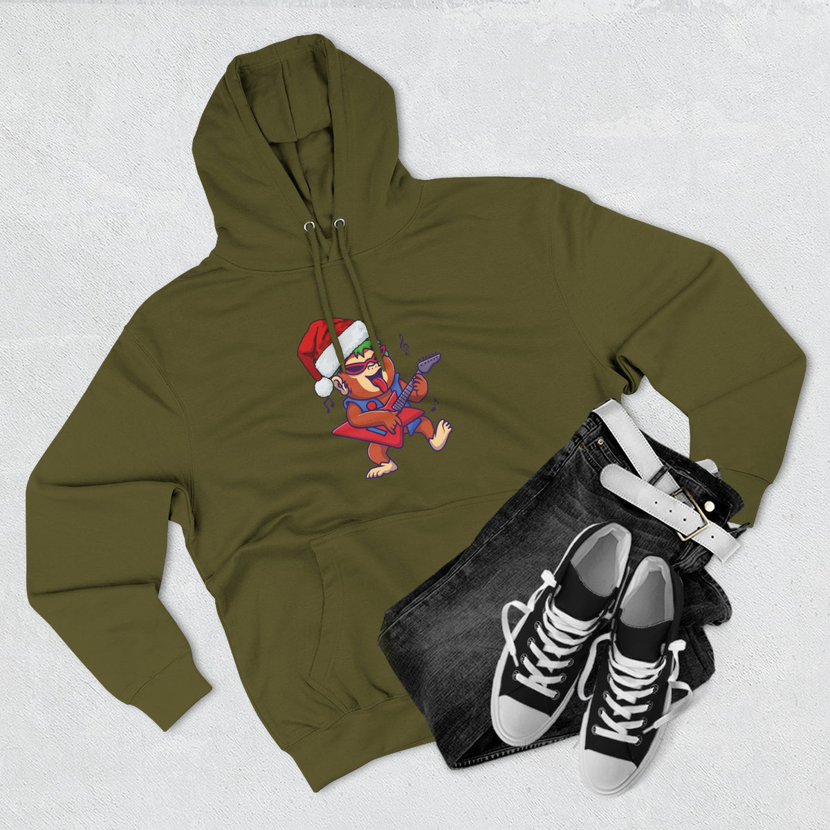 Copy of Three-Panel Fleece Hoodie - happy holiday gorilla