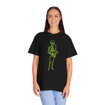 The Jazzy Spectre | Skeleton Fluo Saxophonist Unisex T-Shirt