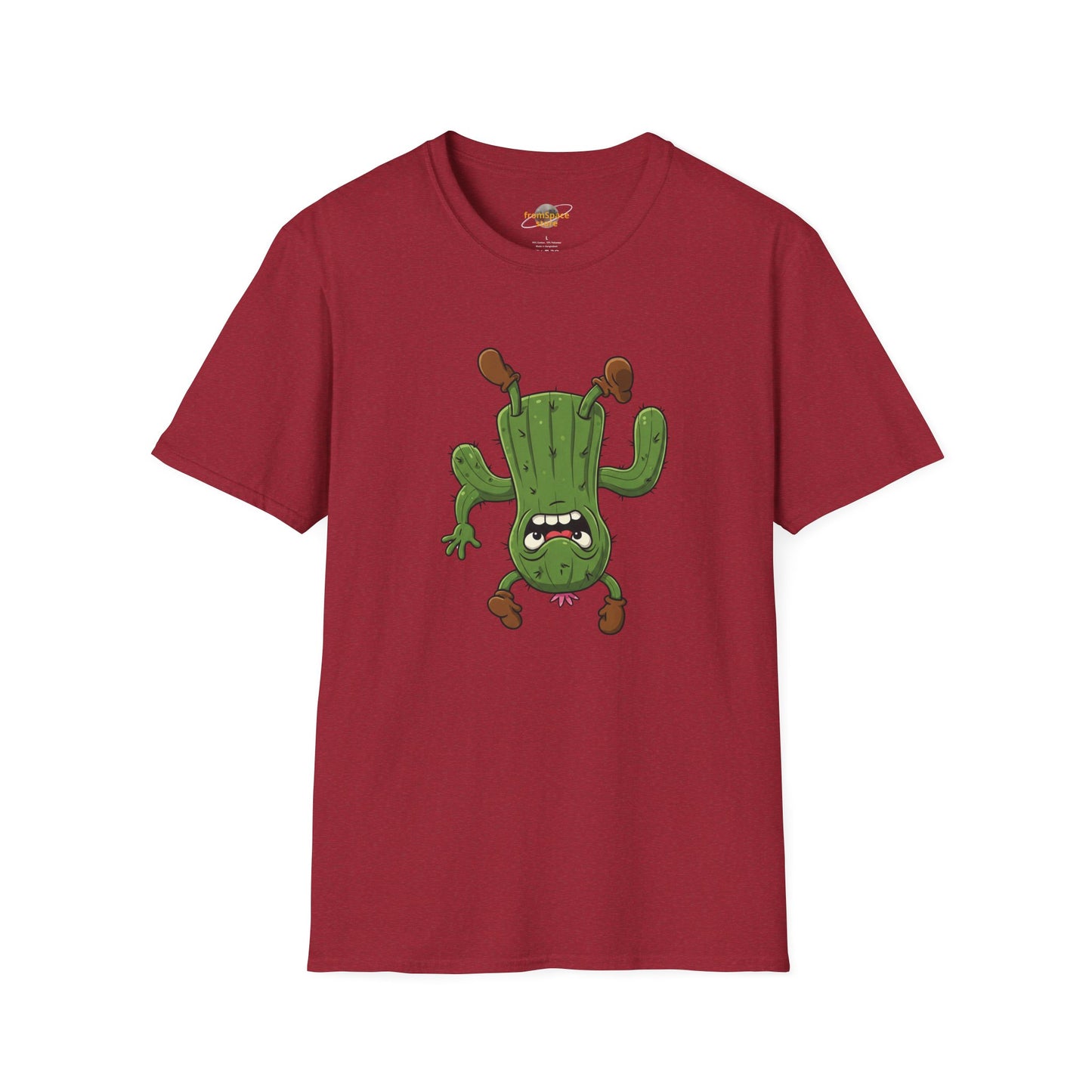 Shocked Cactus T-Shirt: Funky Upside-Down Cactus Tee | Organic Cotton Unisex Graphic Shirt