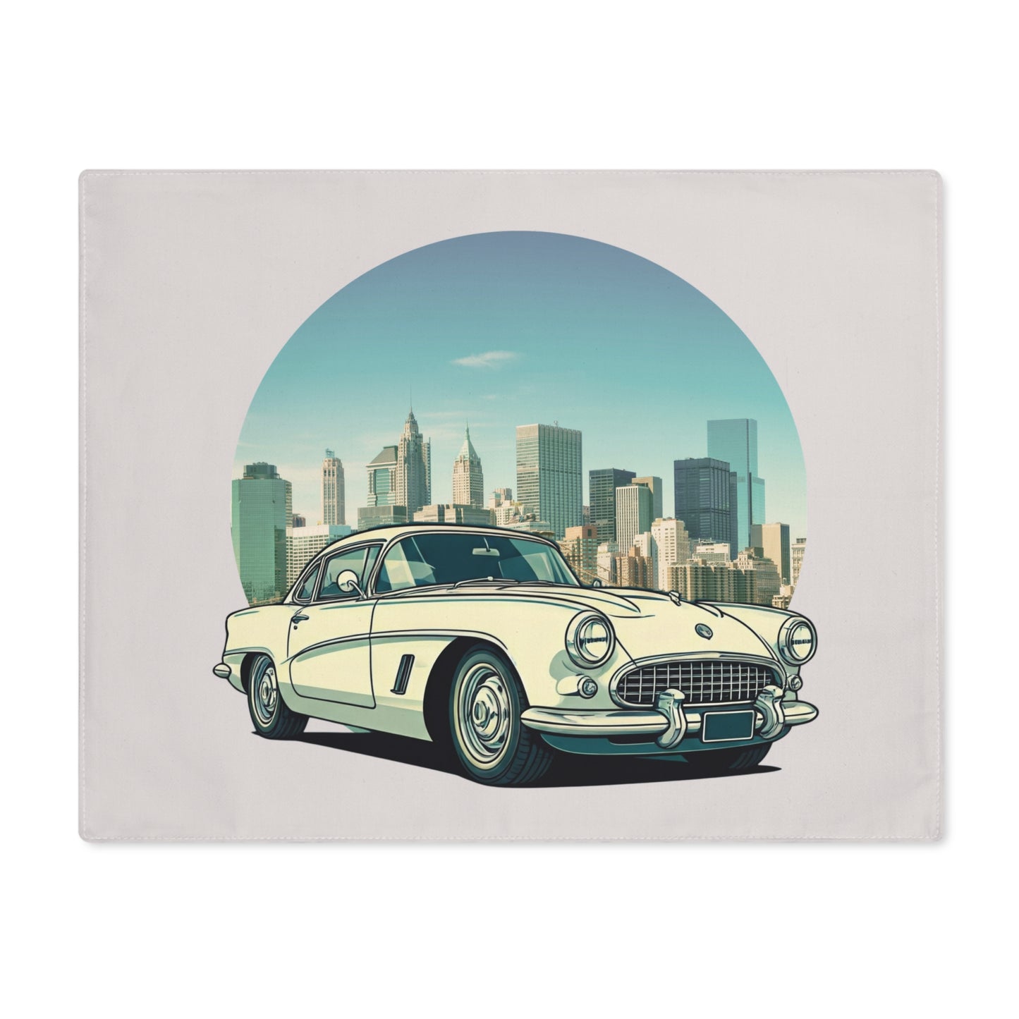 Urban Orbit: 1950s Corvette Skyline Cotton Placemat
