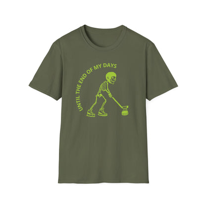 Hockey 'Til I Die: Skeleton fluo Hockey Player T-Shirt | Men's Short Sleeve Tee - Unisex Softstyle T-Shirt Military Green