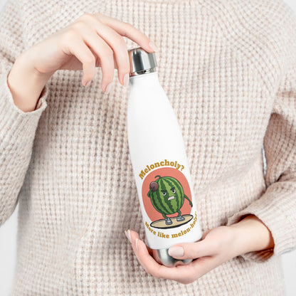 "Meloncholy? More like a Melon-holy!" Funny Watermelon Stainless Steel Bottle