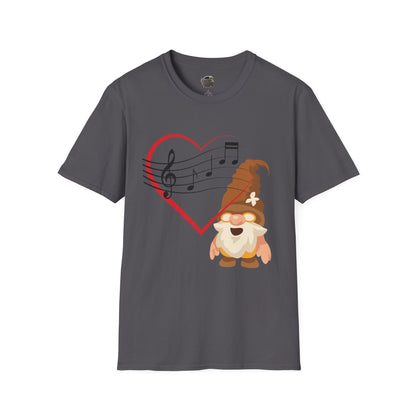 Heart of Music Gnome Unisex T-Shirt: Melodies & Magic Charcoal