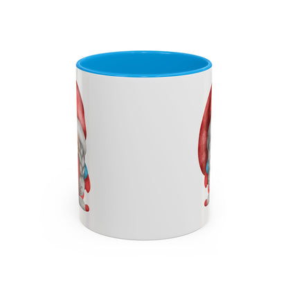 Cheerful Red Gnome with Braids Mug - Sip Your Sweet Melody | Ceramic Coffee & Tea Cup (11oz/15oz) 11oz Light Blue