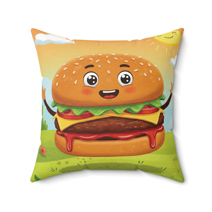 The Sunny Slider – Happy Hamburger Throw Pillow