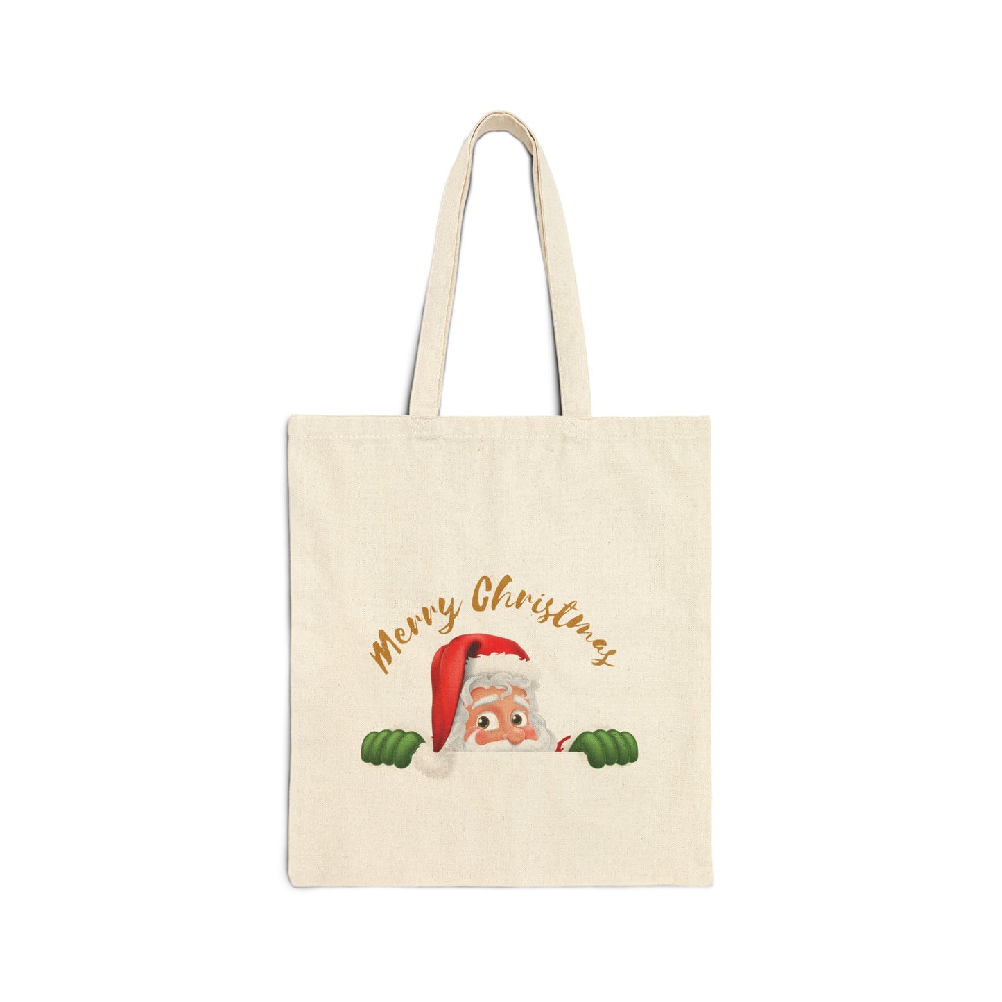 Jolly Santa "Merry Christmas" Canvas Tote Bag – Festive Holiday Gift!