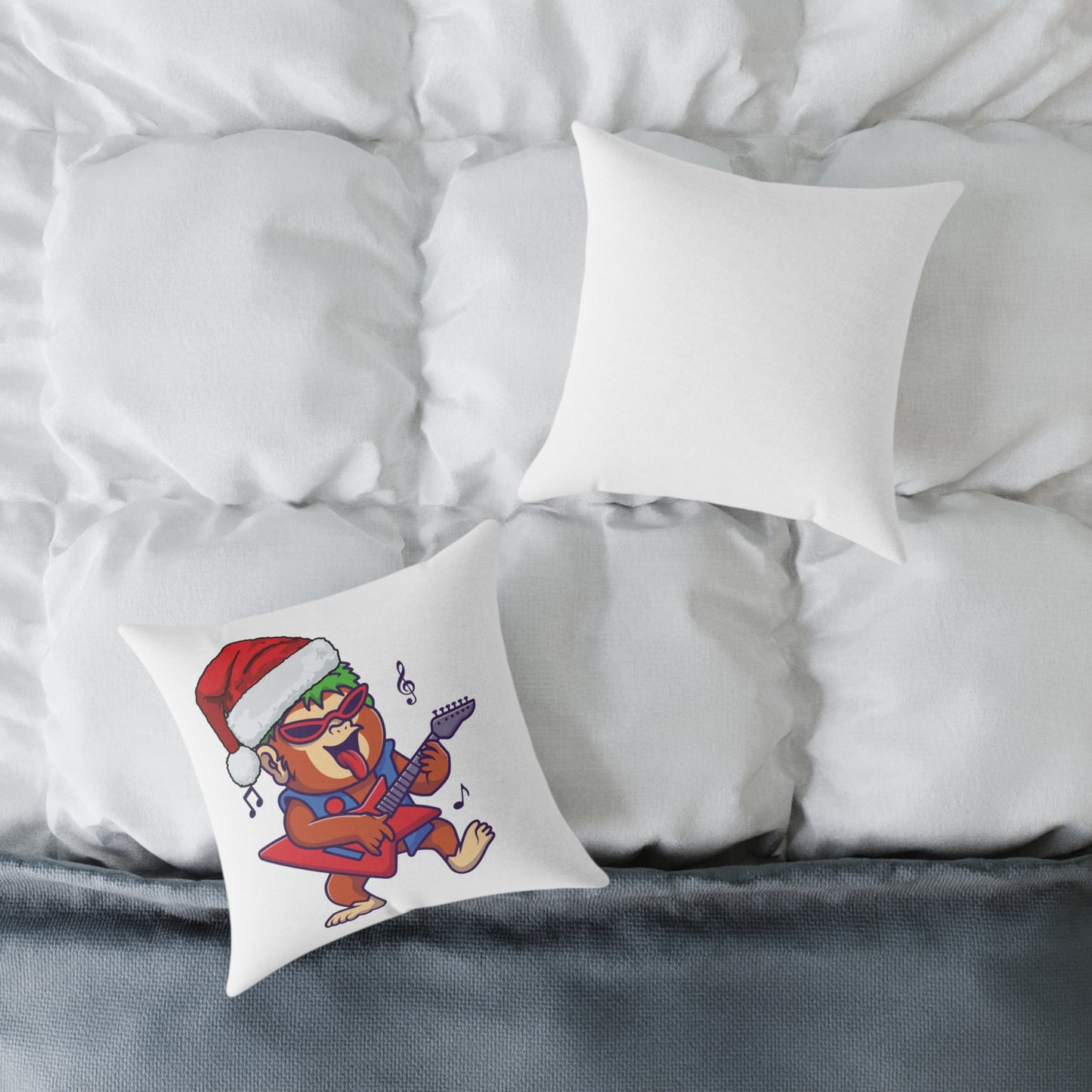 Christmas Cheer Monkey Pillow | Happy Chimp with Banana & Jingle Bells