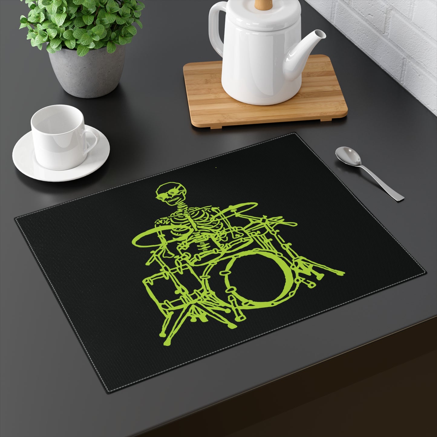 Radioactive Rhythm Fluo Skeleton Drummer Placemat