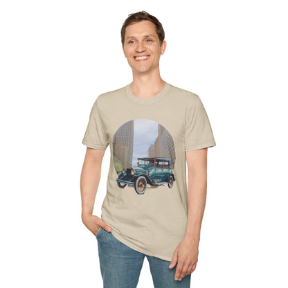 Motor City Roamer T-Shirt: Vintage 1920s Car & Detroit Skyline | Americana Tee