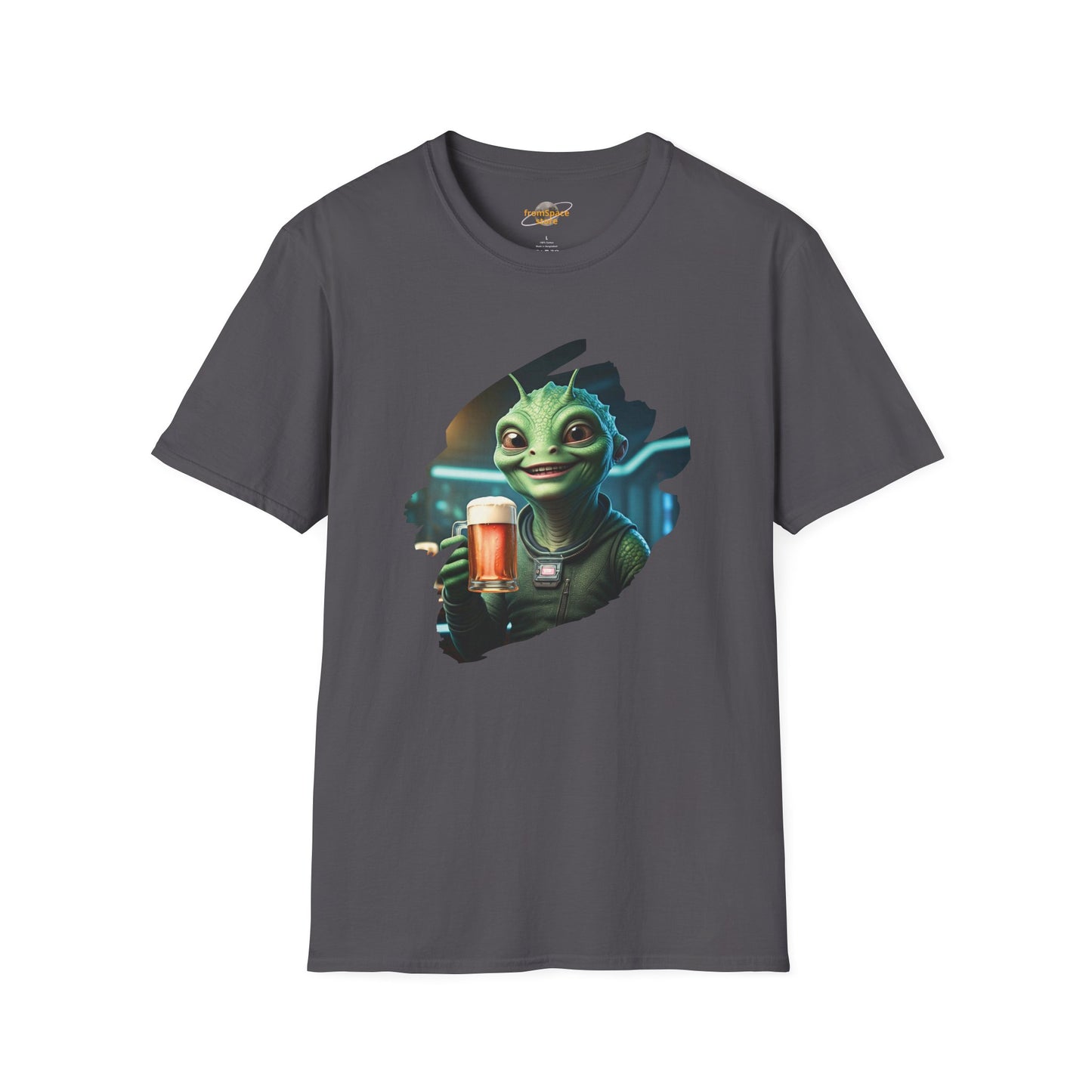 Alien T-Shirt with Beer Unisex: Funny Space Pub Print - Organic Cotton, Various Sizes & Colors