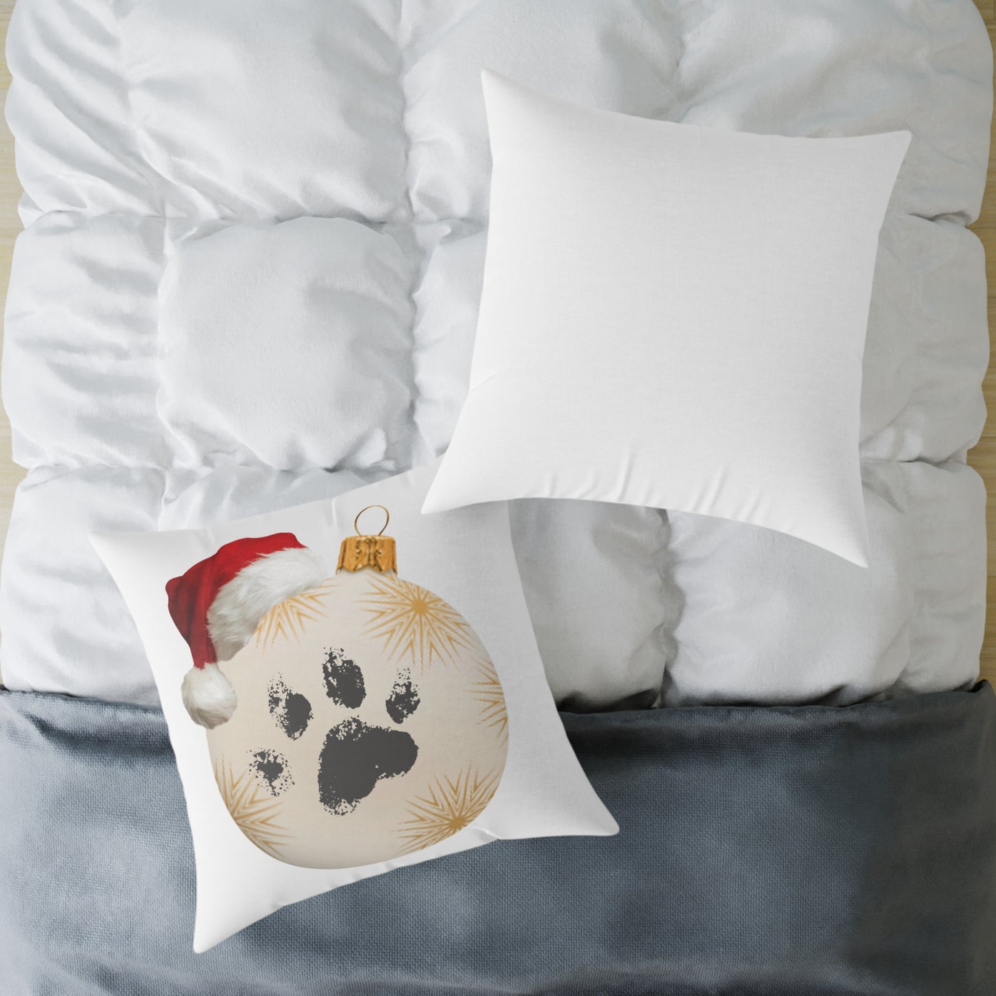 'Santa Paws' Christmas Throw Pillow | Paw Print Pet Lover Holiday Decor