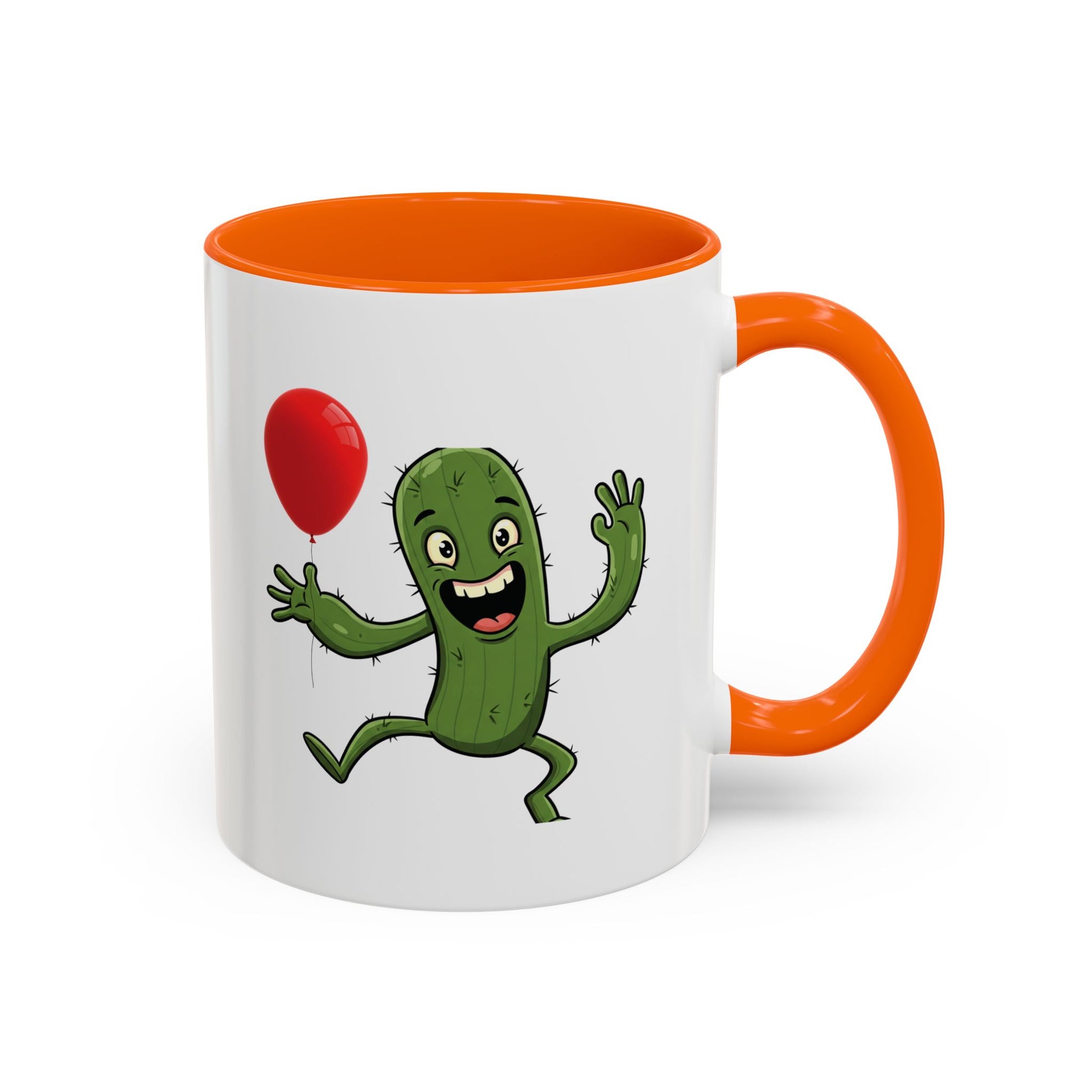 Cactus Mania Happy Cactus with Balloon Mug - Fun Ceramic Coffee Cup for All 11oz Orange