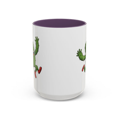 Cactus Mania Running Cactus Mug - Fun & Eco-Friendly Ceramic Coffee Cup 15oz Purple