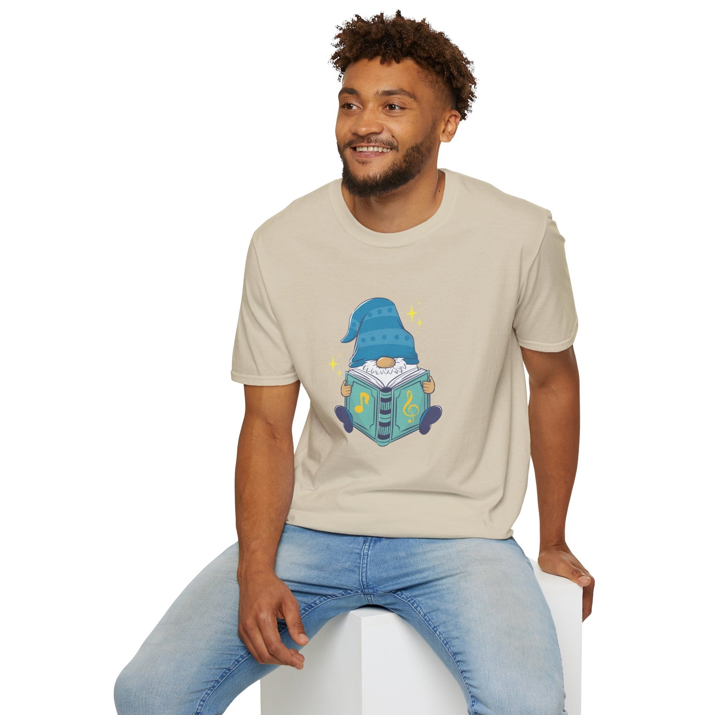 Mystical Book-Reading Gnome Unisex T-Shirt: Stories & Sparkle