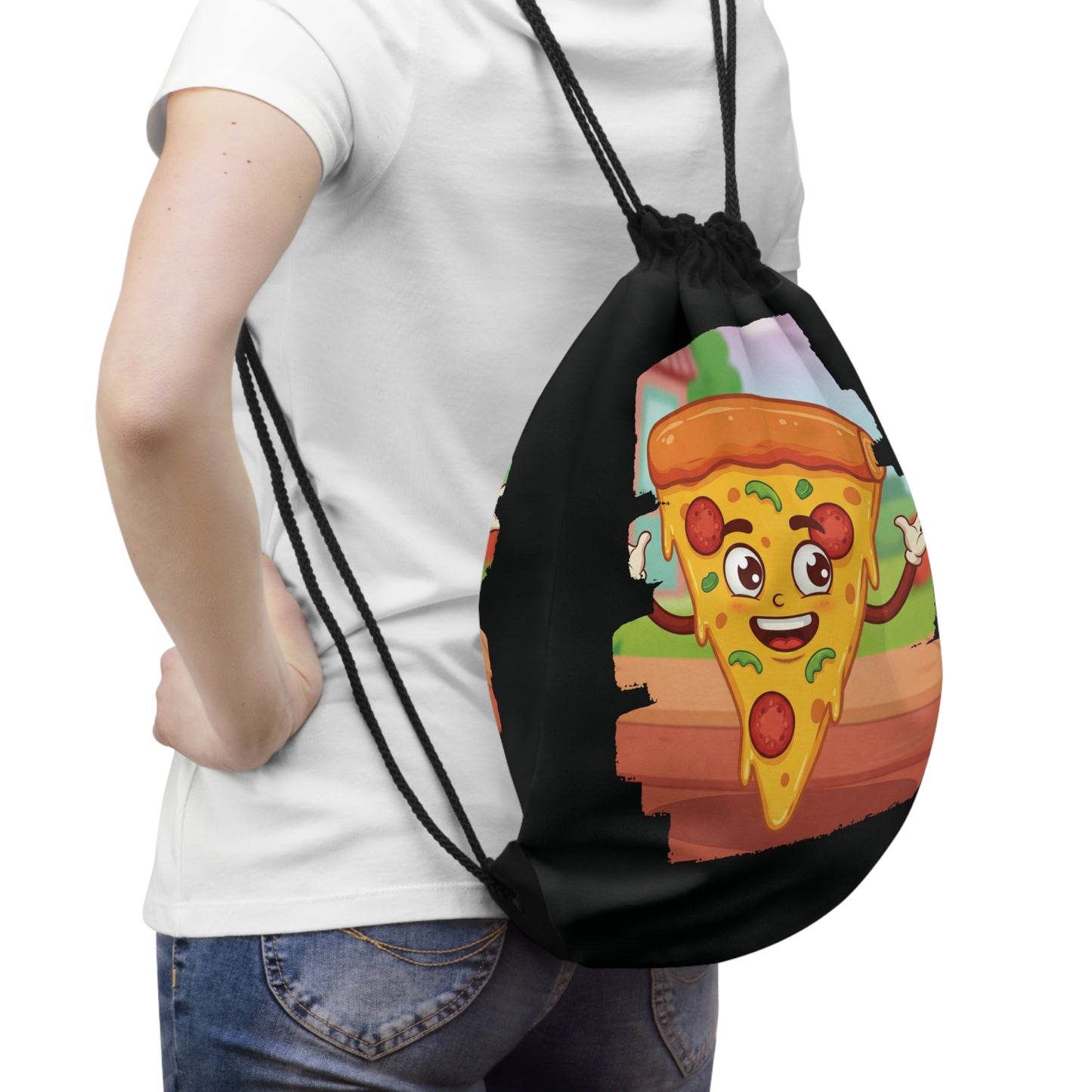 Cheesy Charmer Pizza Drawstring Bag | Fun Pizza Lover Gear