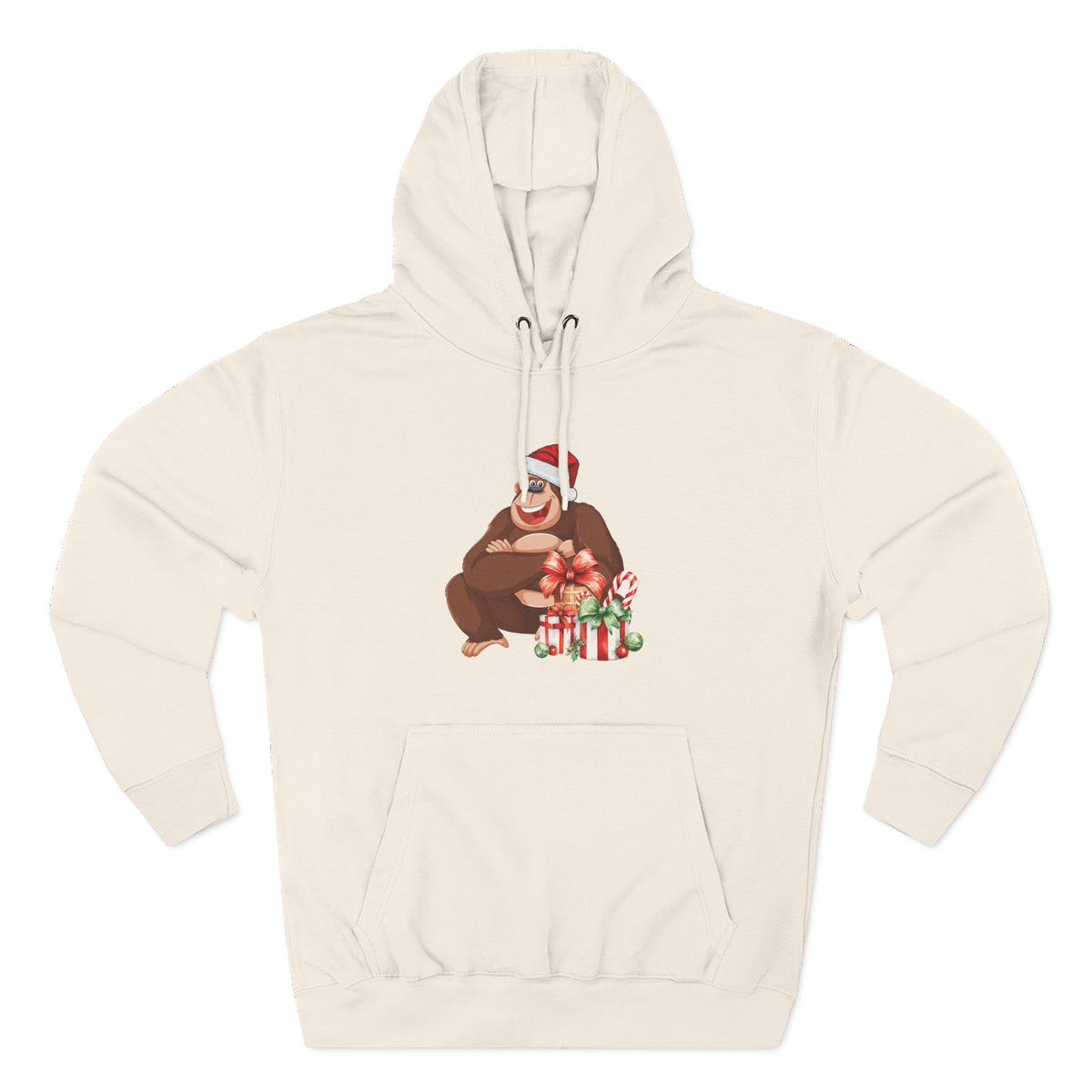 Three-Panel Fleece Hoodie - happy holiday gorilla