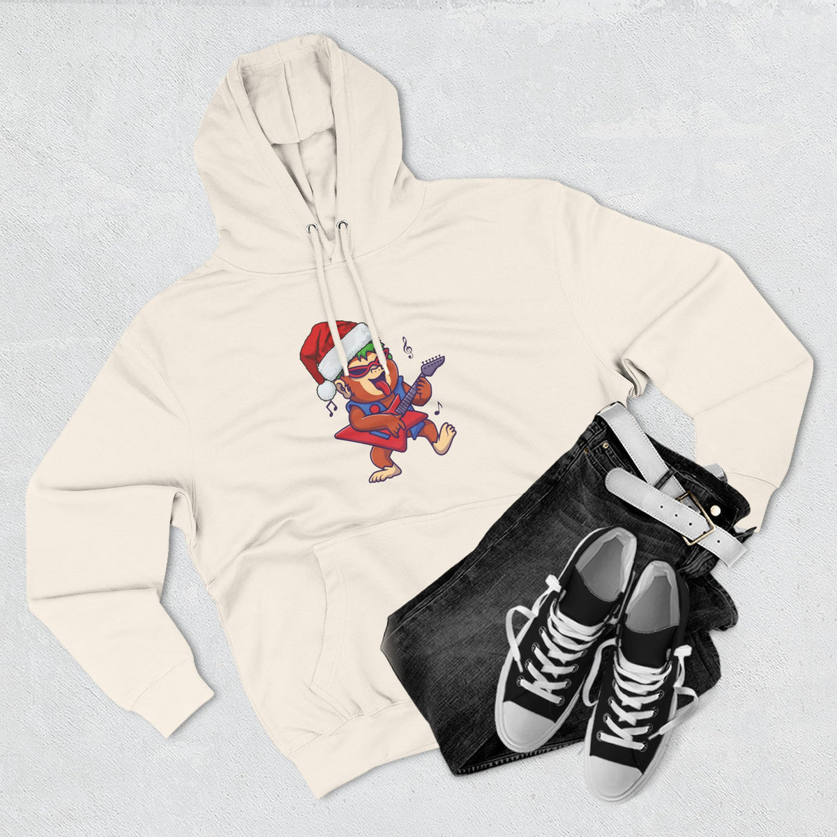 Copy of Three-Panel Fleece Hoodie - happy holiday gorilla