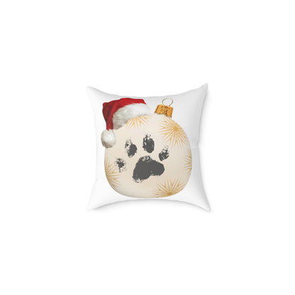 'Santa Paws' Christmas Throw Pillow | Paw Print Pet Lover Holiday Decor