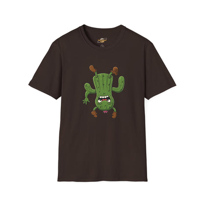 Shocked Cactus T-Shirt: Funky Upside-Down Cactus Tee | Organic Cotton Unisex Graphic Shirt