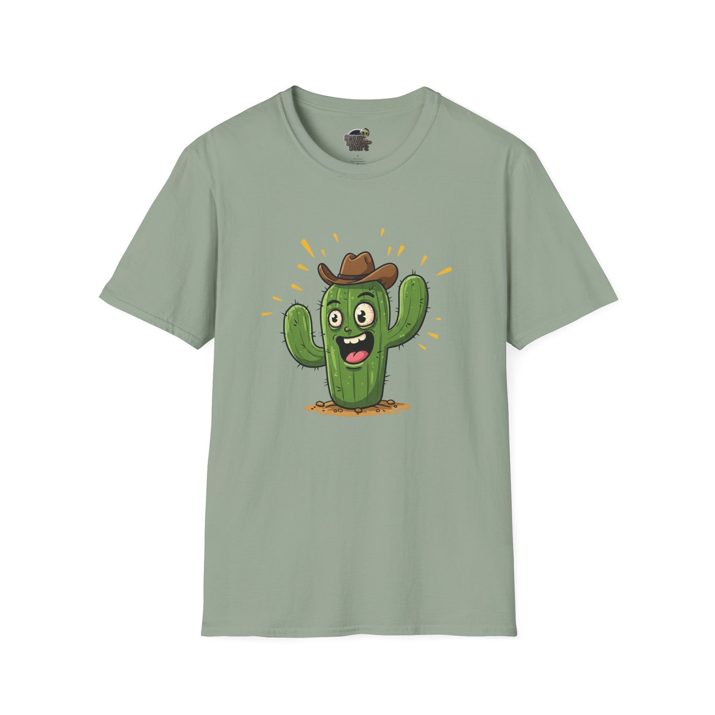 Cactus Mania T-Shirt: Yeehaw! Funny Cowboy Cactus Tee | Organic Cotton Unisex Shirt Sage
