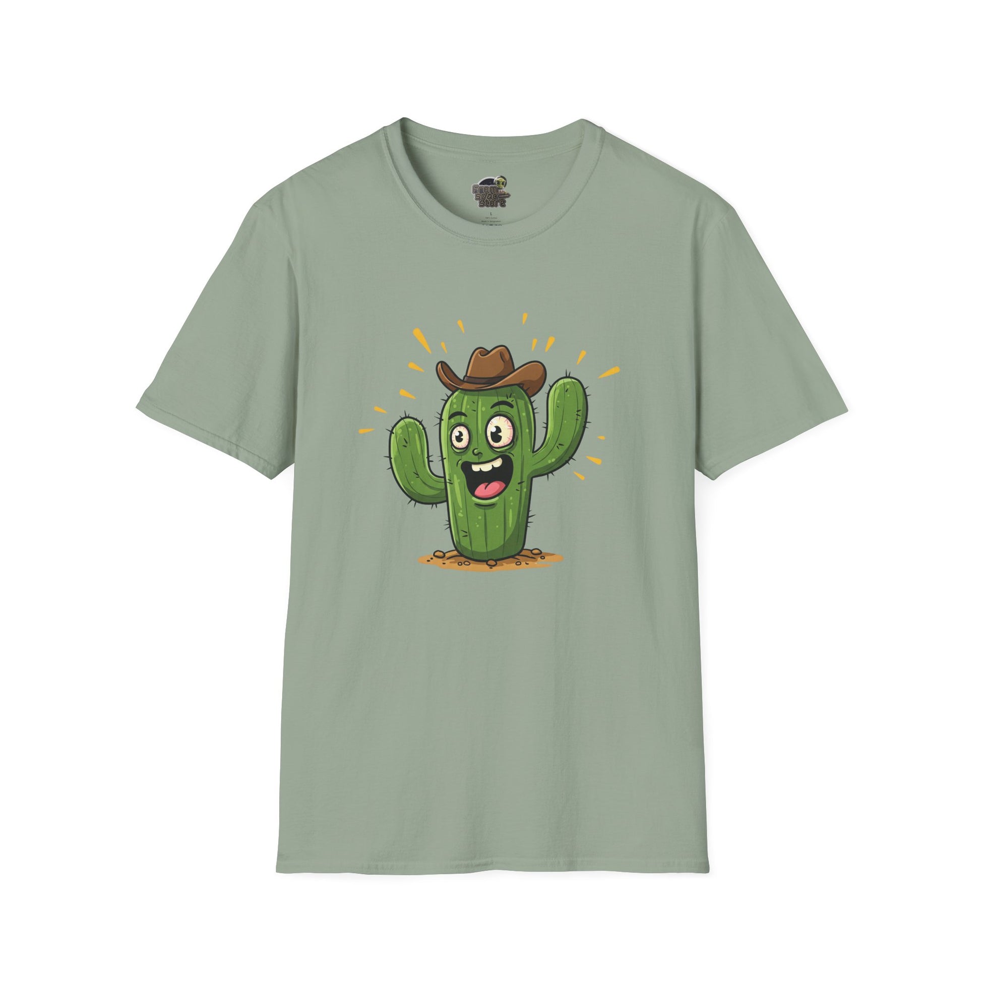 Cactus Mania T-Shirt: Yeehaw! Funny Cowboy Cactus Tee | Organic Cotton Unisex Shirt Sage
