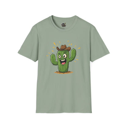 Cactus Mania T-Shirt: Yeehaw! Funny Cowboy Cactus Tee | Organic Cotton Unisex Shirt Sage