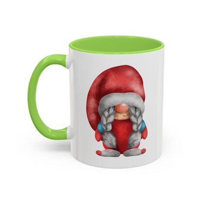 Cheerful Red Gnome with Braids Mug - Sip Your Sweet Melody | Ceramic Coffee & Tea Cup (11oz/15oz)