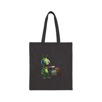 Beam Me Up! Alien Graphic Tote Bag - Eco-Friendly & Unique